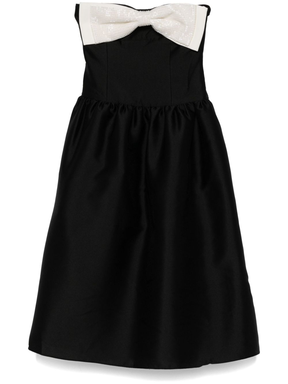 RS25049MBBLACK 보우 디테일 미디 드레스